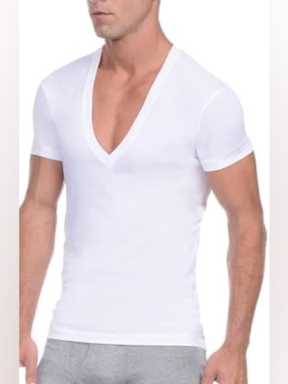 2(X)IST mens’s Pima Cotton Slim Fit Deep V-neck T-shirt Underwear